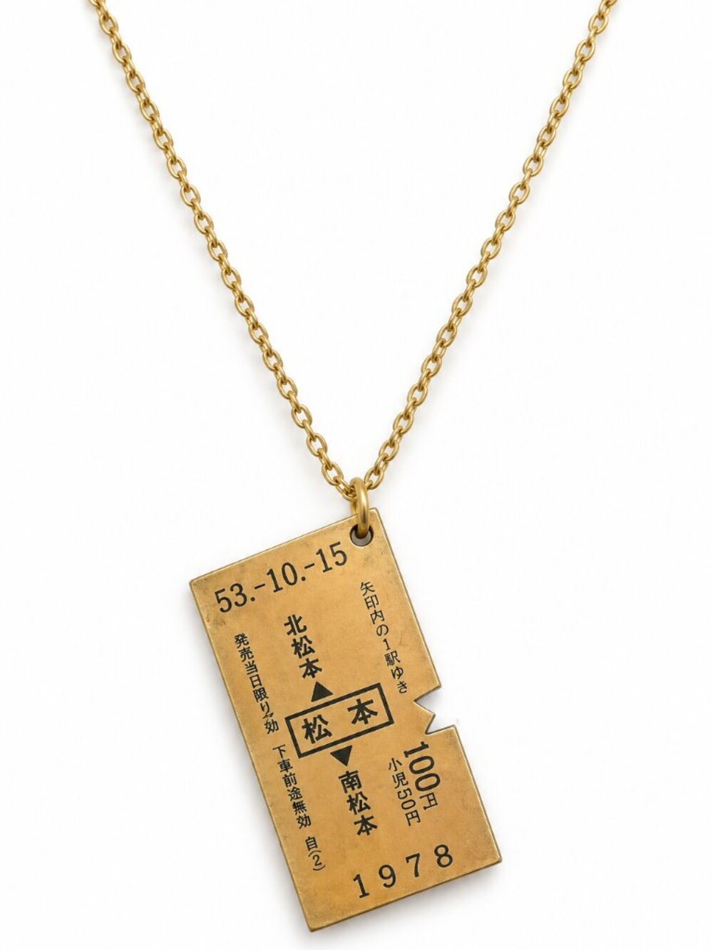 1978 Japanese Railway Ticket Replica Pendant Necklace Japan JNR Style